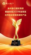 喜报！泉州银行理财荣获金誉奖殊荣