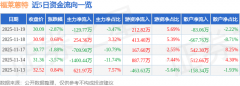 福莱蒽特(605566)11月19日主力资金净卖出12977万